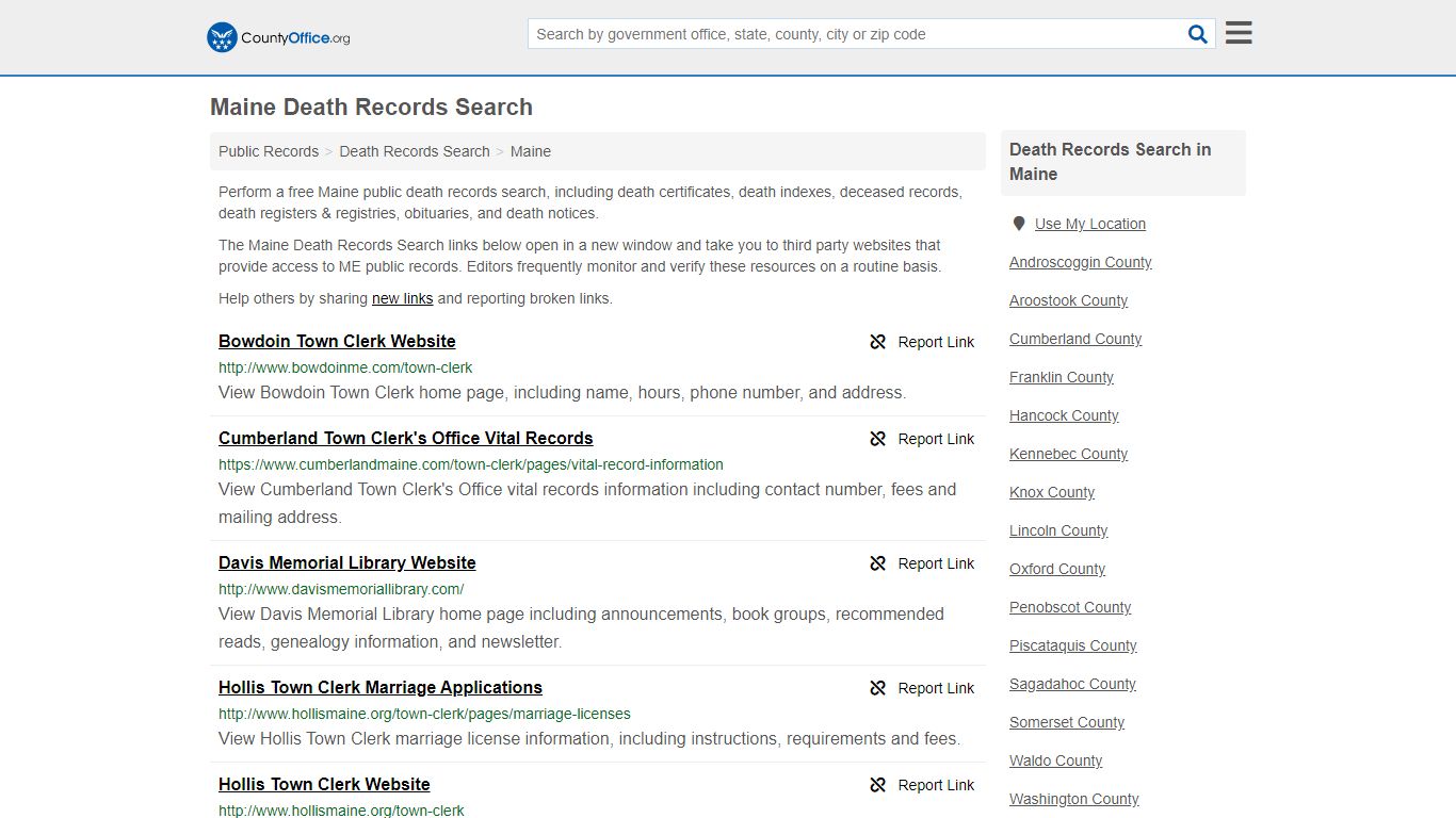 Death Records Search - Maine (Death Certificates & Indexes)